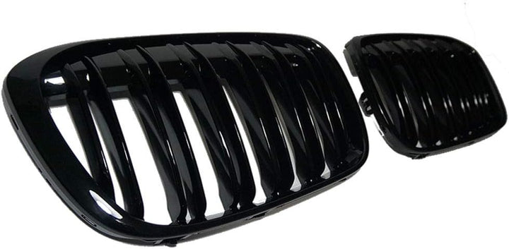 HZTWFC Ein Paar glänzender schwarzer Dual-Schiefergrilles Frontstossstange Nierenkühler für BMW x1 F