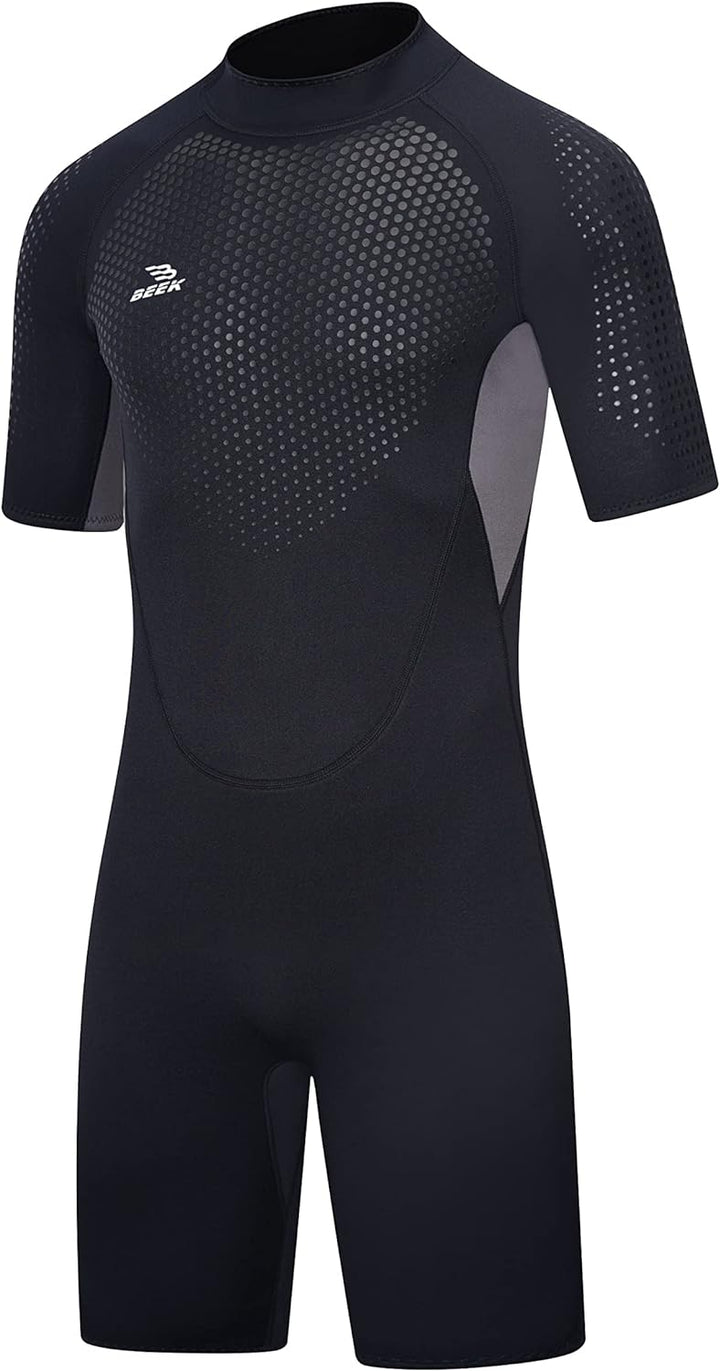 Neoprenanzug Damen und Herren Kurz 3mm für Herren Rückenreissverschluss zum Tauchen, Schnorcheln, Su