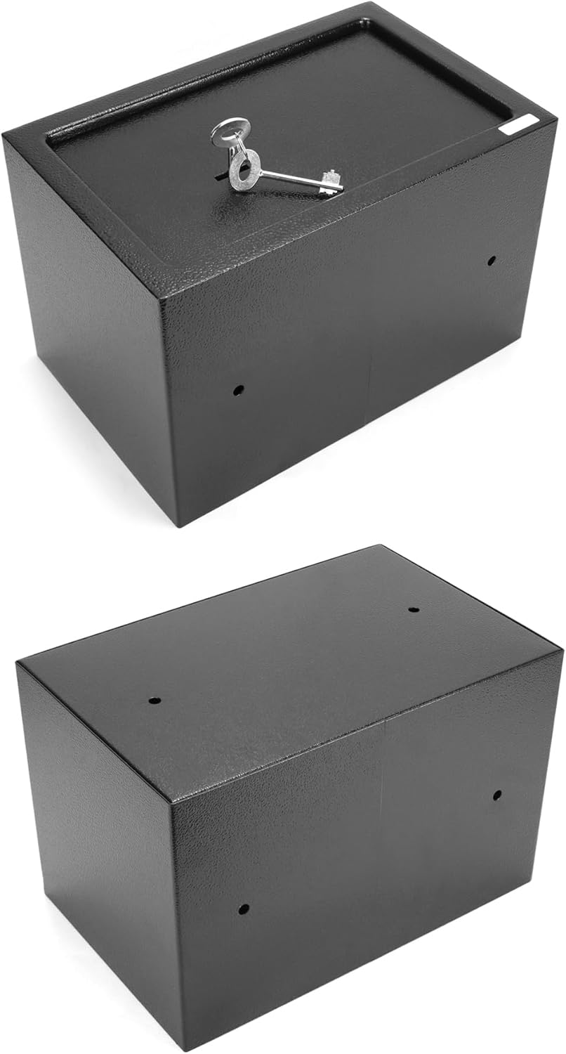 QWORK® Safe Tresor 31 x 20 x 20 cm mit Triple-Bit Schlüssel, Möbeltresor Hohe Sicherheit Stahlkonstr