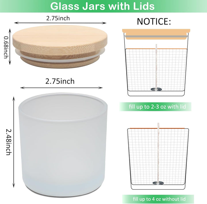 MILIVIXAY 20 Stück 118 ml Milchglas-Kerzengläser mit Deckel und Kerzenherstellungs-Kits – Grosspacku