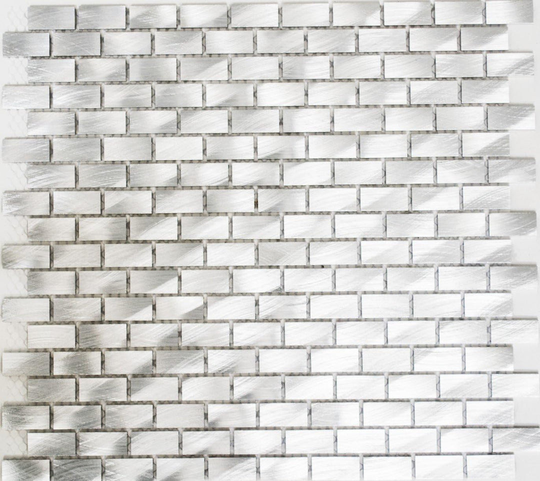 Mosaik Brick Aluminium uni alu silber Metall Fliesenspiegel, Mosaikstein Format: 15x30x4 mm, Bogengr