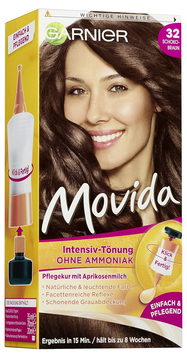 Garnier Tönung Movida Pflege-Creme, Intensiv-Tönung Haarfarbe 32 Schokobraun, 3er Pack Schokobraun 1