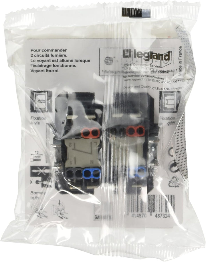 Legrand LEG99505 Celiane2-Control Schaltersteckdose 2-fach weiss Weiss Doppelbett, Weiss Doppelbett