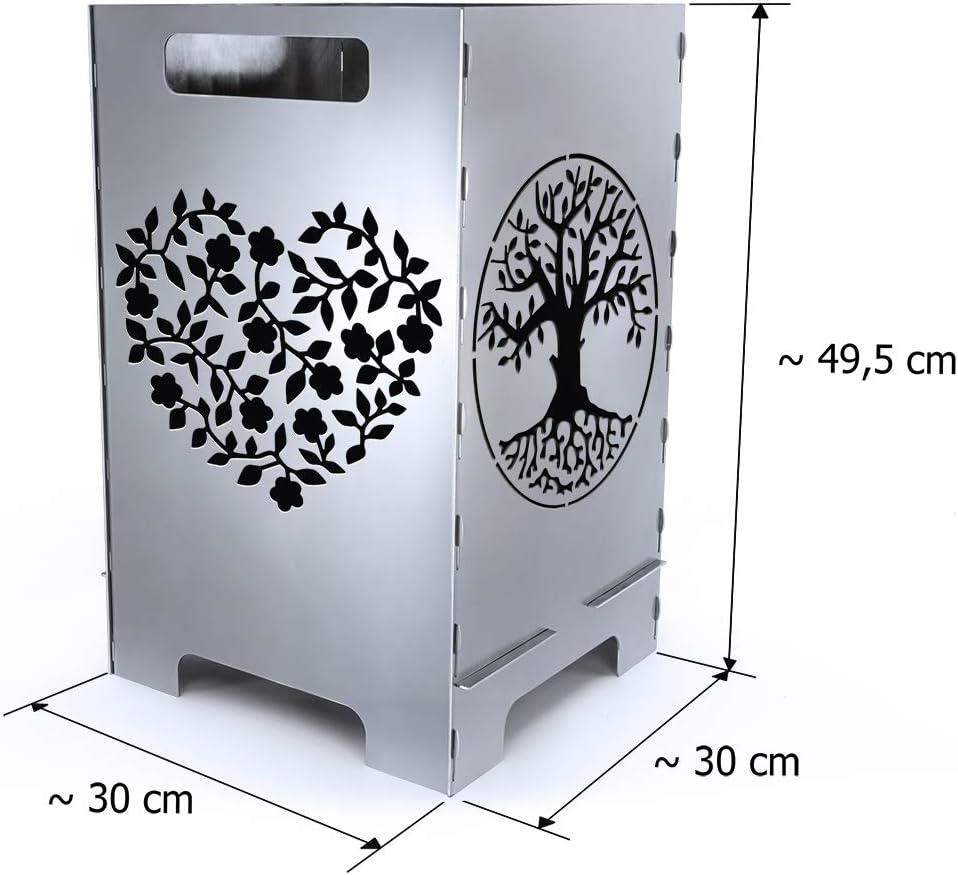 tuning-art FK03 Feuertonne Grill-Set | Feuerkorb Steckbar + Feuerplatte | Grillplatte, Grösse:Herz +