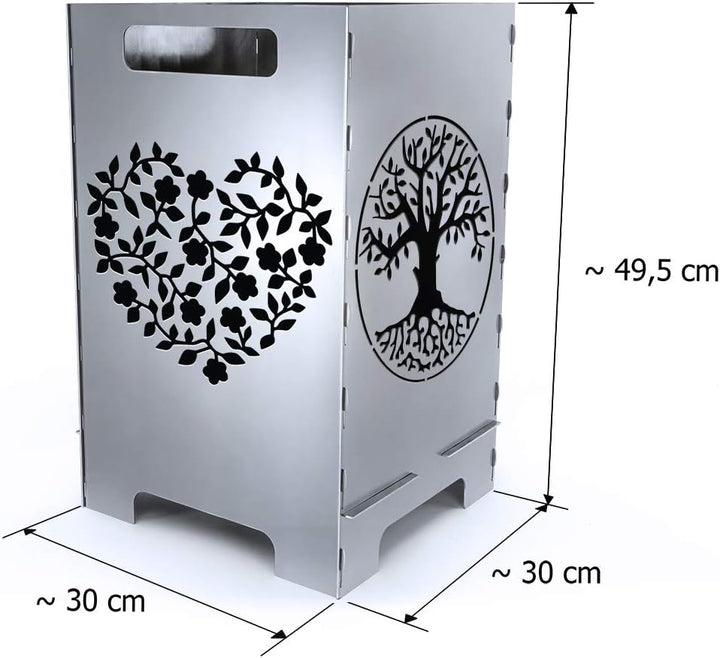 tuning-art FK03 Feuertonne Grill-Set | Feuerkorb Steckbar + Feuerplatte | Grillplatte, Grösse:Herz +
