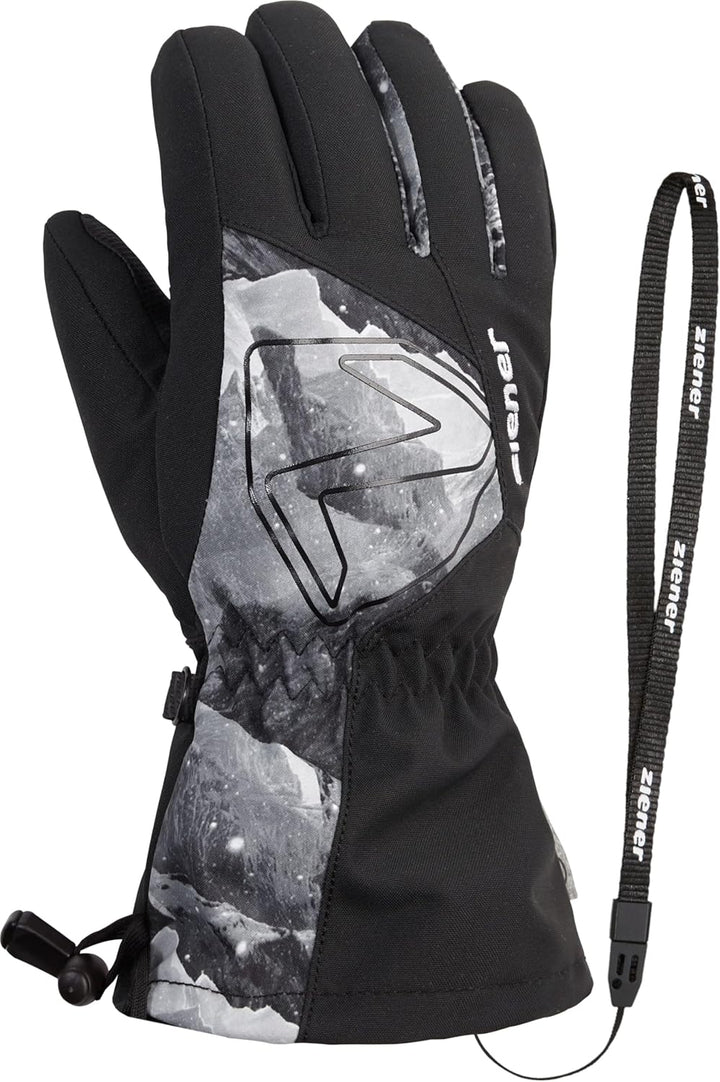 Ziener Kinder Laval Ski-Handschuhe/Wintersport | wasserdicht, extra warm, Wolle 6.5 black.grey mount