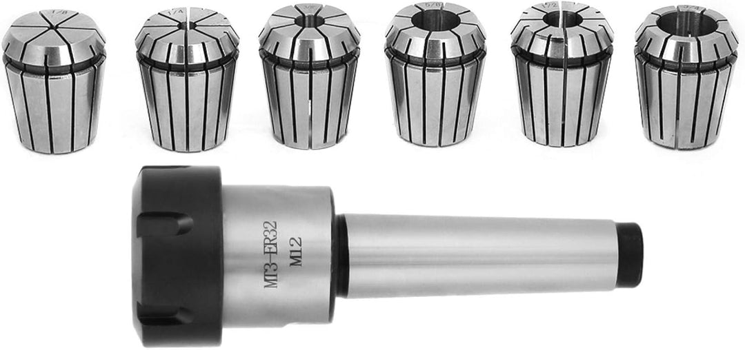 Spannzangenhalter, 1 Stück MT3 ER32 M12 Spannzangen-Morsekegelhalter + 6 Stück ER32 Federzangen CNC-
