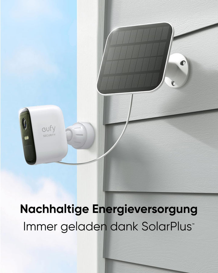 eufy Security eufyCam 2C 2-Kamera-Set, Solarpanel, Überwachungskamera Aussen Solar, Kabelloses Überw