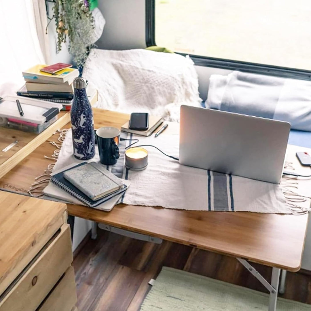 KingCamp Bambus Campingtisch Klapptisch mit 3 verstellbaren Höhen 4 Personen / 6 Personen Gelb (100