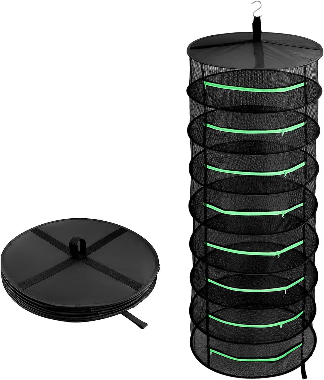 QWORK® Trockennetz, 8-lagiges Mesh-Kräutertrocknerregal, Hängendes Kräuter Trockengestell für Kräute