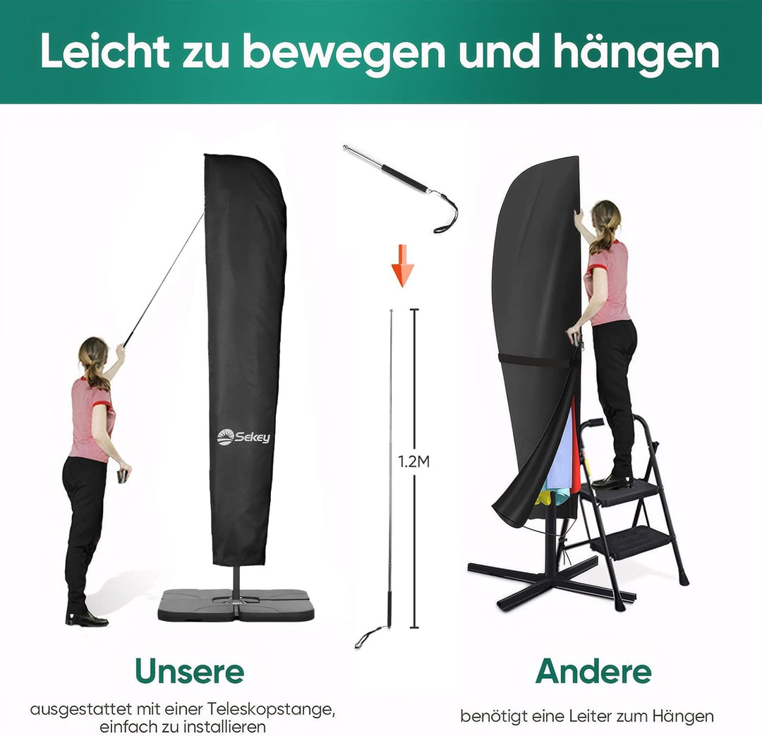 Sekey Schutzhülle für Ampelschirm/Sonnenschirm,Abdeckhauben für Sonnenschirm, 100% Polyester