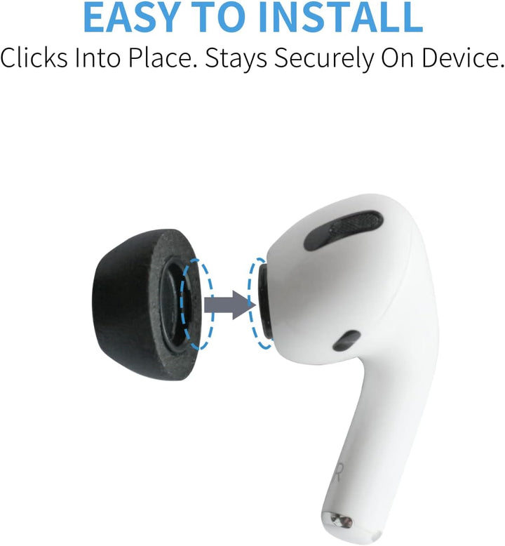 OMPLY Foam 2.0 Earbud Tips for Comfortable, Noise-Canceling Earphones That Click On, and Stay Put (M