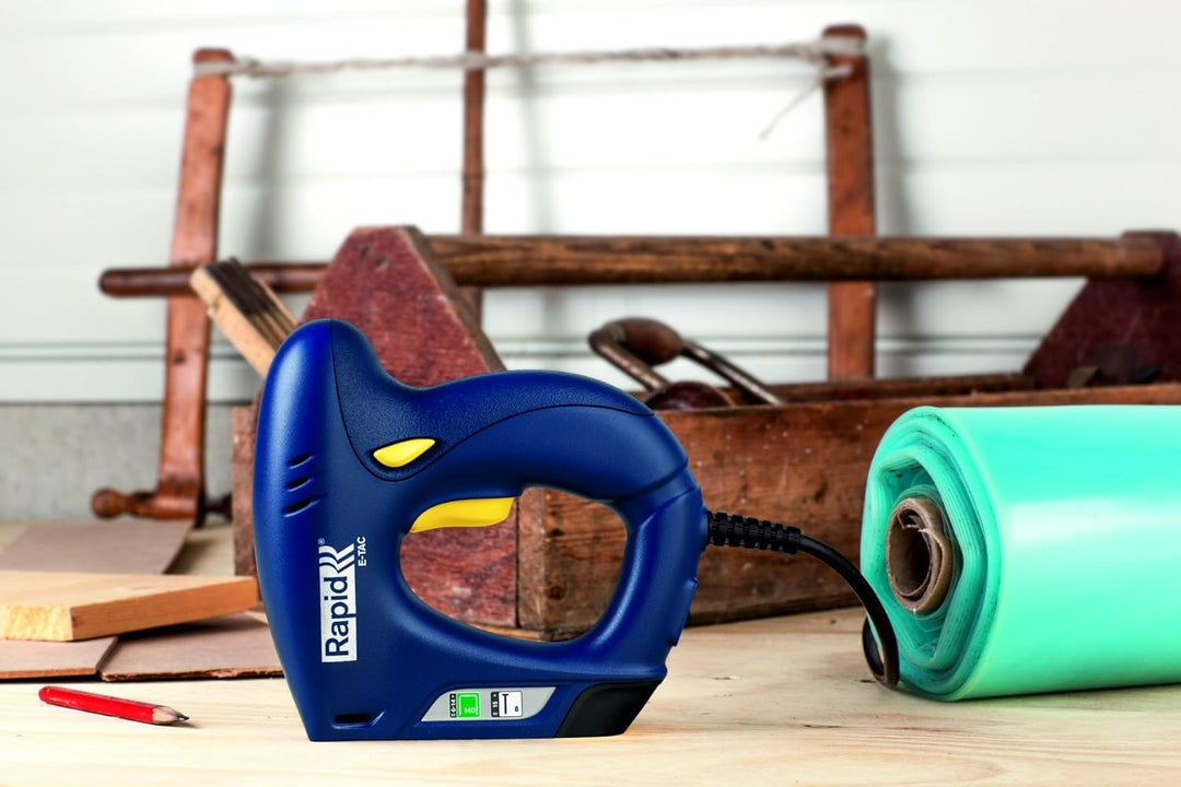 Rapid Elektrotacker E-tac, Tacker für Holz und Folien, Leicht, für Klammern Typ 140, 6-14mm und Näge