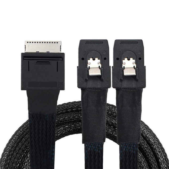 cablecc 50cm OCuLink PCIe PCI-Express SFF-8611 8x 8-Lane auf Dual SFF-8087 4x SSD Daten Aktives Kabe