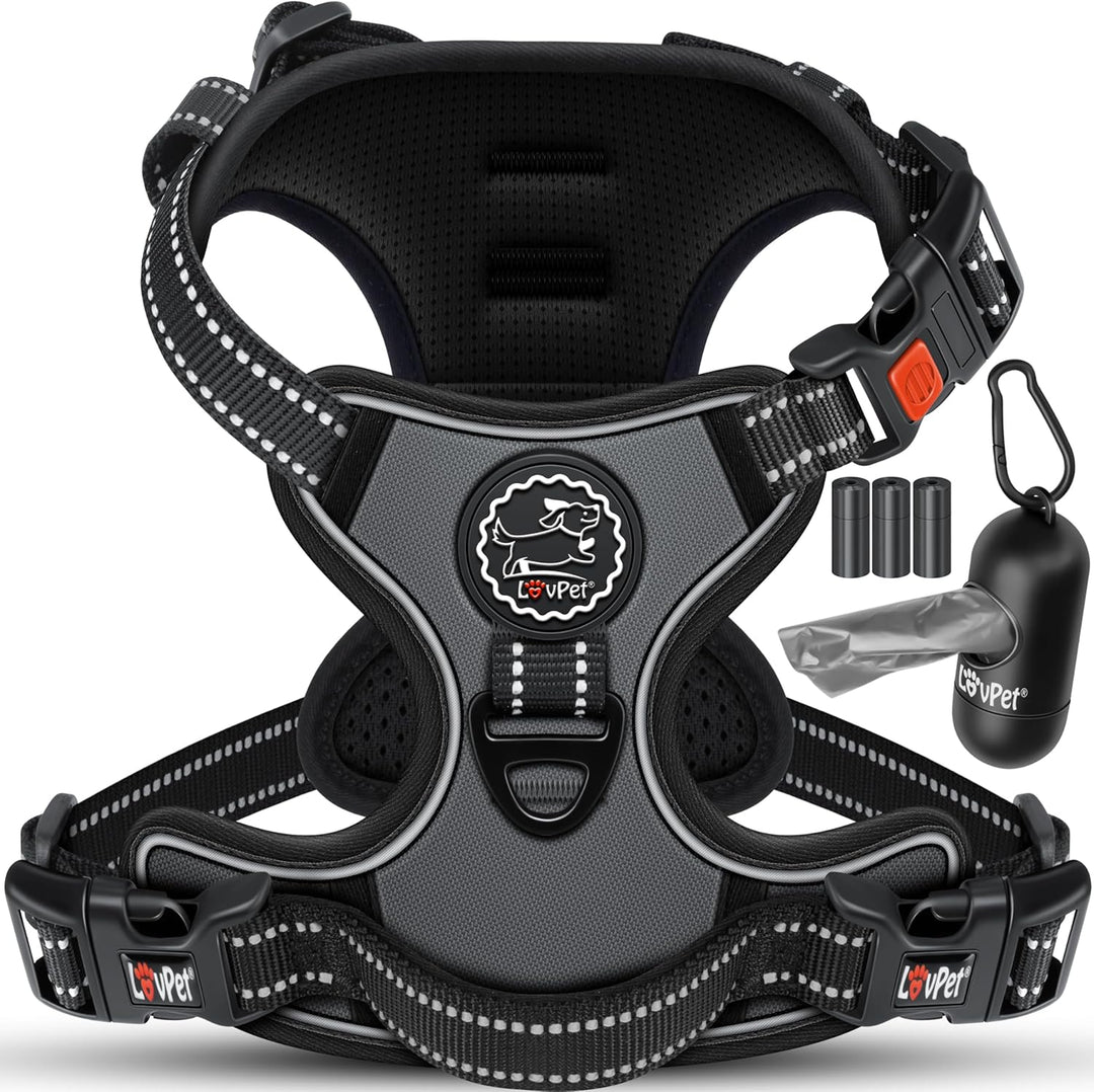 Lovpetยฎ Hundegeschirr ohne Zug & wรผrgen fรผr grosse Hunde atmungsaktiv & weich Brustgeschirr reflekti
