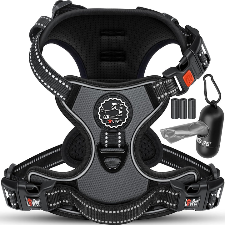 Lovpetยฎ Hundegeschirr ohne Zug & wรผrgen fรผr grosse Hunde atmungsaktiv & weich Brustgeschirr reflekti