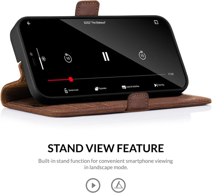 SURAZO Slim Magnet Handyhülle für Xiaomi Redmi Note 12 Pro Plus Hülle Leder – Echtleder Schutzhülle