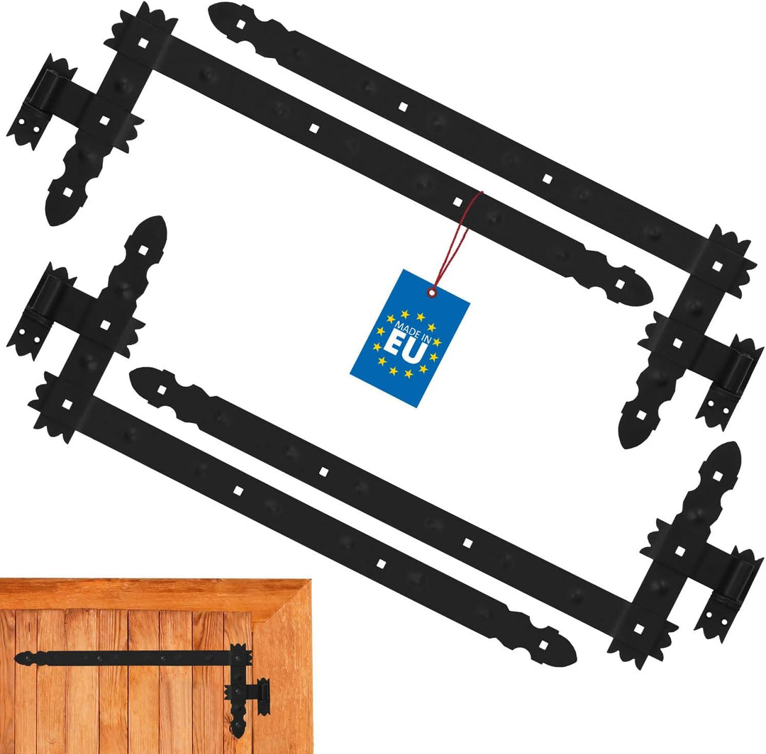KOTARBAU® Winkelband 800 x 50 mm Set 4x Kloben + 4x Winkelscharnier für Tore Pforten Dekorativ, 800