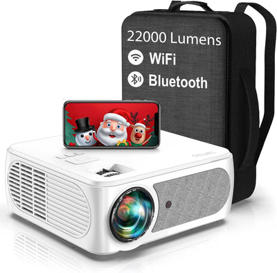 Beamer, 9800 Lumen Beamer Full HD 5G, WiFi Bluetooth Beamer 4K Native 1080P LED Heimkino Video Proje