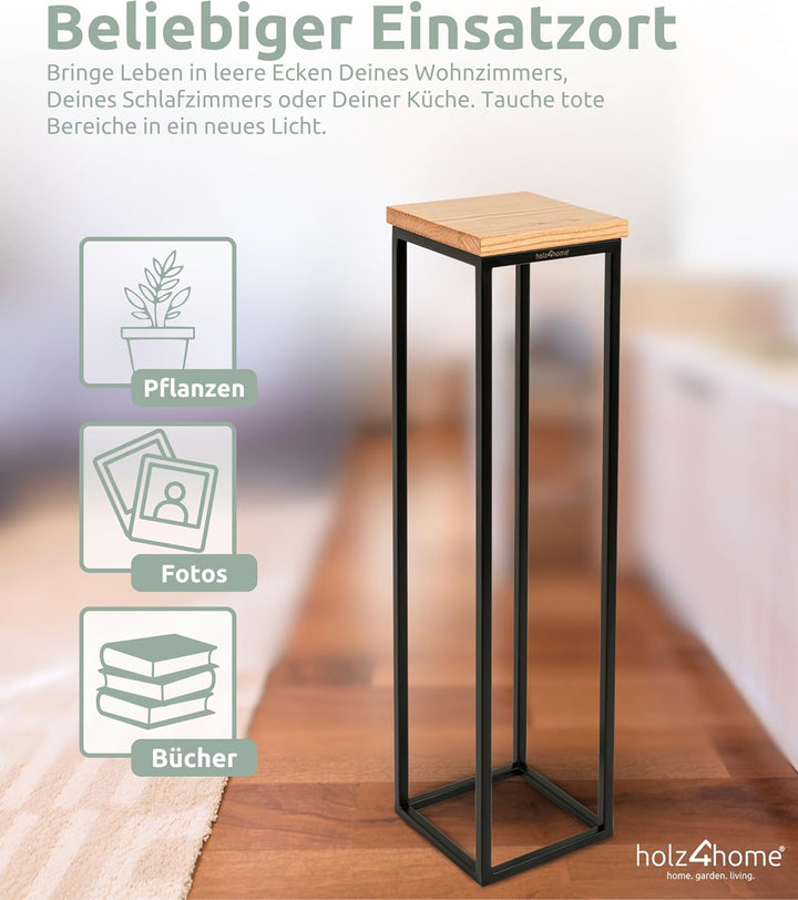 holz4home® Dekoständer aus massiv Eichenholz I Blumenständer Natur Geölt I Höhe: 90 cm I Dekosäule m