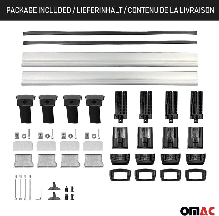 Omac Relingträger Dachträger Kompatibel mit Kia Soul 2013-2019 Aluminium Dachreling 2 TLG Schwarz, S