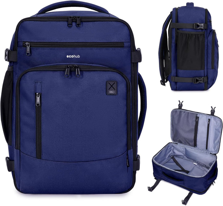 ECOHUB Rucksack 40x20x25 für Ryanair Flugzeug Reiserucksack Handgepäck Gepäck Laptop Daypacks PET-Re