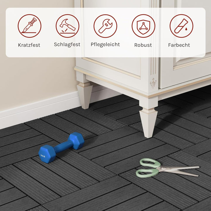 WOLTU GTF001an WPC Terrassenfliesen Terrassendielen Fliese in Holzoptik Bodenbelag mit klicksystem A