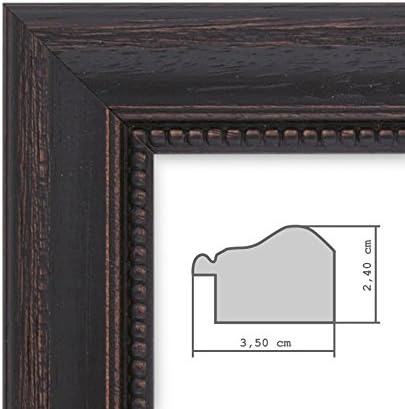 Bilderrahmen 20x30 cm Shabby-Chic Landhaus-Stil Dunkelbraun Massivholz mit Glasscheibe und Zubehör/F