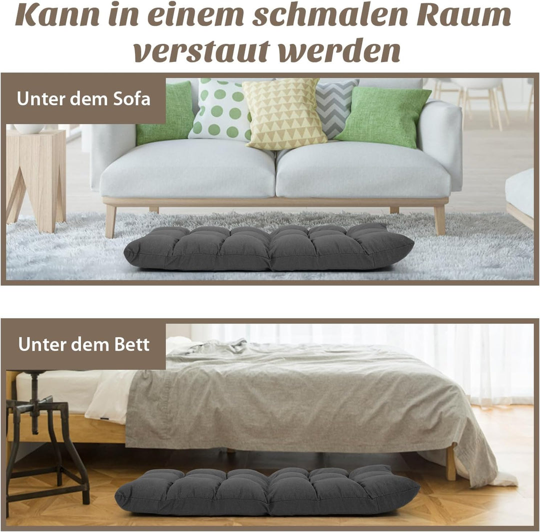 COSTWAY Bodenstuhl verstellbar, Bodensessel gepolstert, Bodenkissen mit Rückenlehne, Meditationsstuh