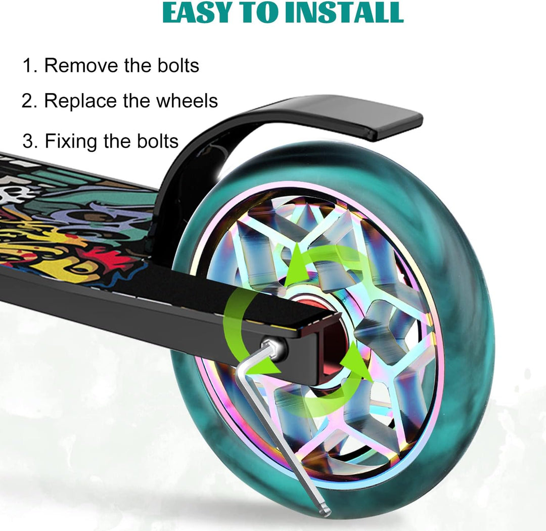 DBREAKS Stunt Scooter Rollen, 2 Stück Scooter Ersatzräder, 110mm Scooter Räder mit ABEC, 9 Kugellage