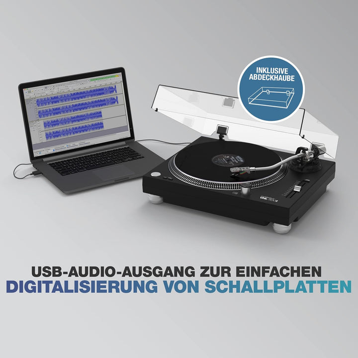 Glorious VNL-500 USB | Quarzgesteuerter Plattenspieler mit Direktantrieb, Ideal als Abspielgerät für