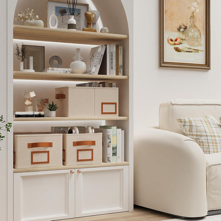 OUTBROS 3 Stück Aufbewahrungsboxen Stoff, Faltbare Aufbewahrungskiste Organizer mit Griff, Gross Auf