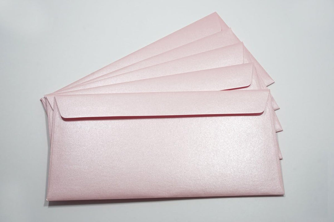 Netuno 25 Briefumschläge Perlmutt-Rosa DIN Lang 110x 220 mm 120g Majestic Petal elegante Umschläge D