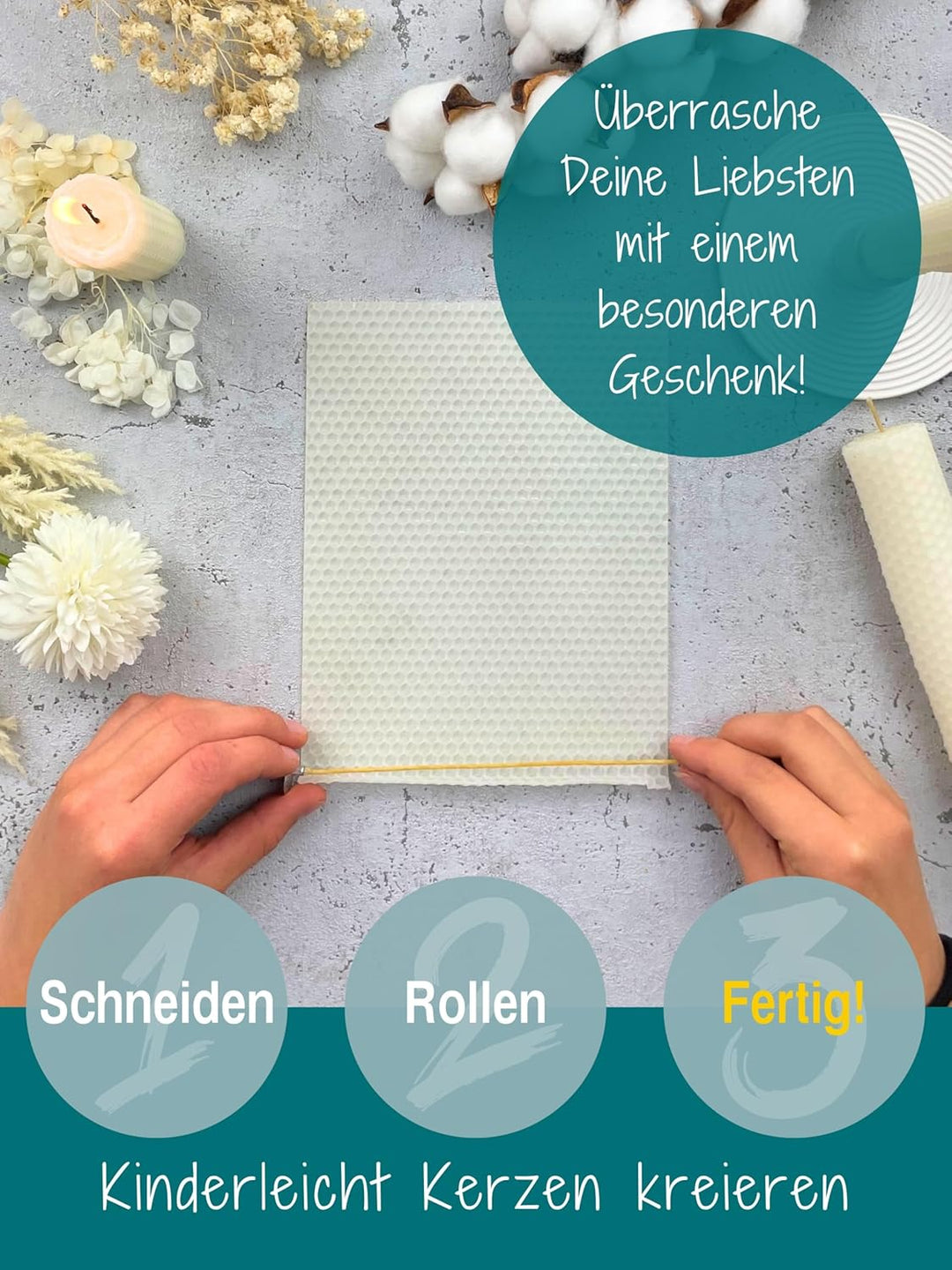 Wachsmann 20 Bienenwachsplatten aus Deutschland, weiss, Wachsplatten 20 x 15 cm, Bienenwachs Kerzen