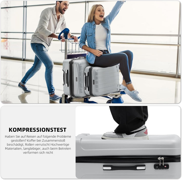 BEIBYE TSA-Schloss 2080 Zwillingsrollen 3 TLG. Reisekofferset Koffer Kofferset Trolley Trolleys Hart