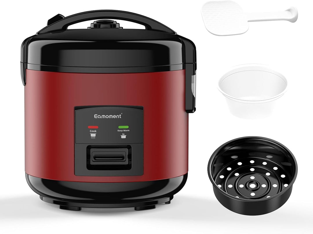Eamoment DRC-5020RD 1L | 400W Reiskocher & Dampfgarer(1ltr-5 Tassen) Für 1-5 Personen Schnelles Koch