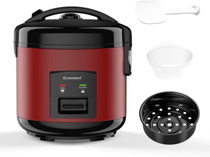 Eamoment DRC-5020RD 1L | 400W Reiskocher & Dampfgarer(1ltr-5 Tassen) Für 1-5 Personen Schnelles Koch