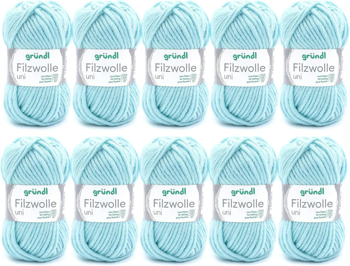 Gründl Filzwolle uni (Wolle zum Filzen, Stricken und Häkeln, Garn aus 100 % Schurwolle, 50 g / 50 m,