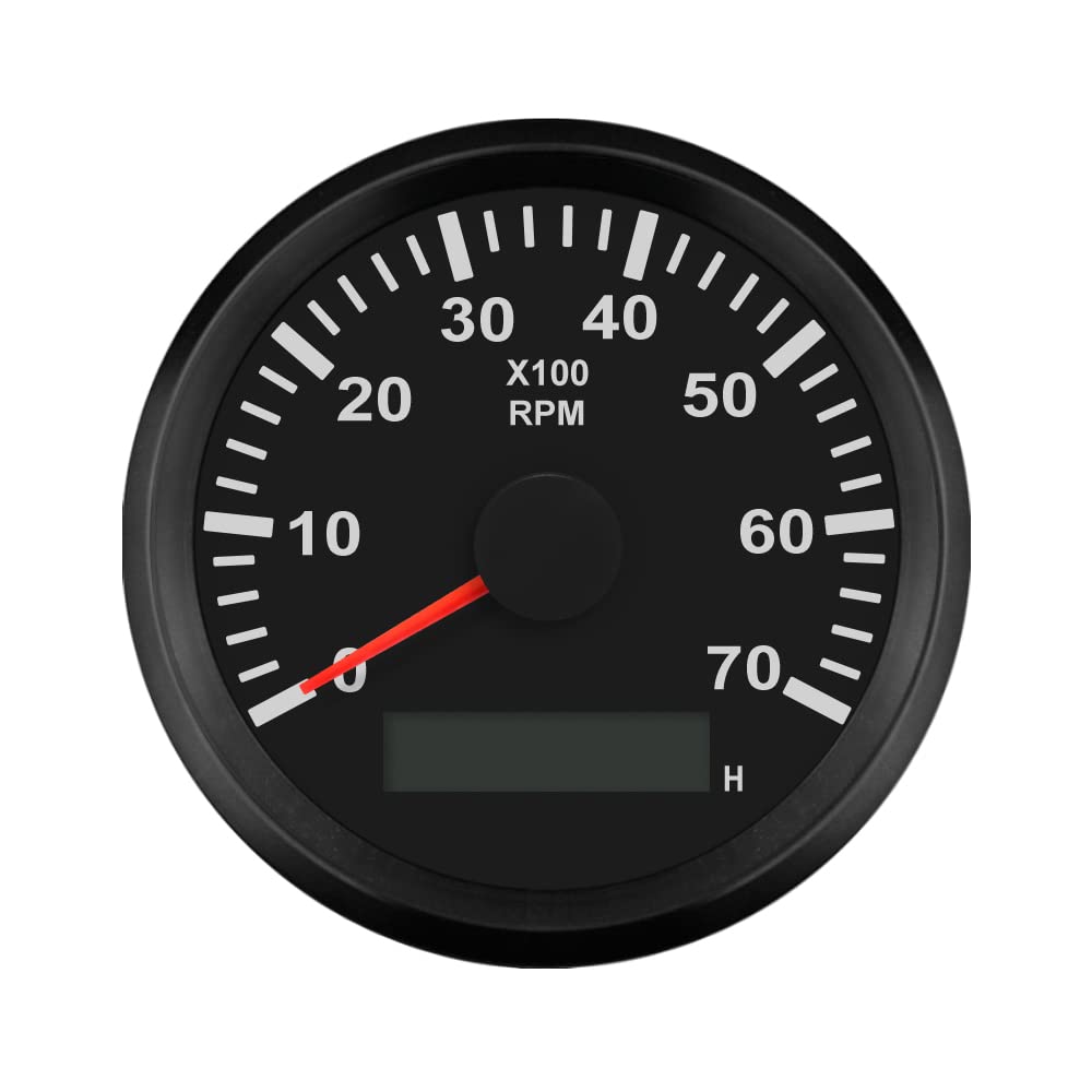 ELING Drehzahlmesser Drehzahlmesser Mit Betriebsstundenzähler Für Auto Lkw Boot Yacht 0-7000RPM 85mm