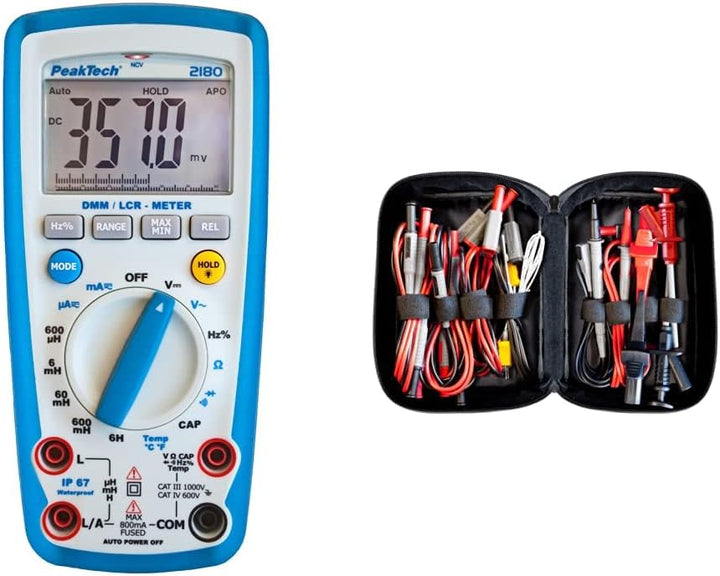 PeakTech 2180 – Digitales Multimeter mit LCR-Meter - CAT III 1000 V & Peak Tech P 8200 – Messzubehör
