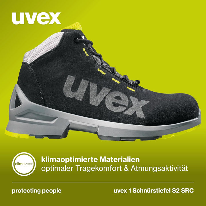 Uvex 1 Arbeitsstiefel - S2-Sicherheitsstiefel S1 SRC ESD - Lime-Schwarz, Grösse:46