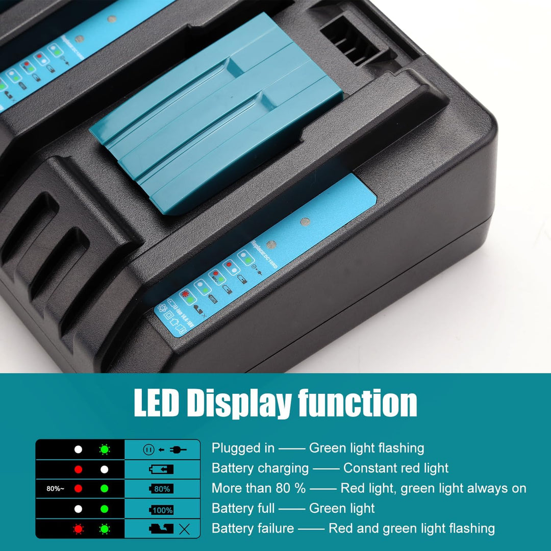 ENERGUP Dual Port Ladegerät 18V DC18RD Ersatz für Makita Ladegerät 18V Kompatibel mit Makita 14,4V-1