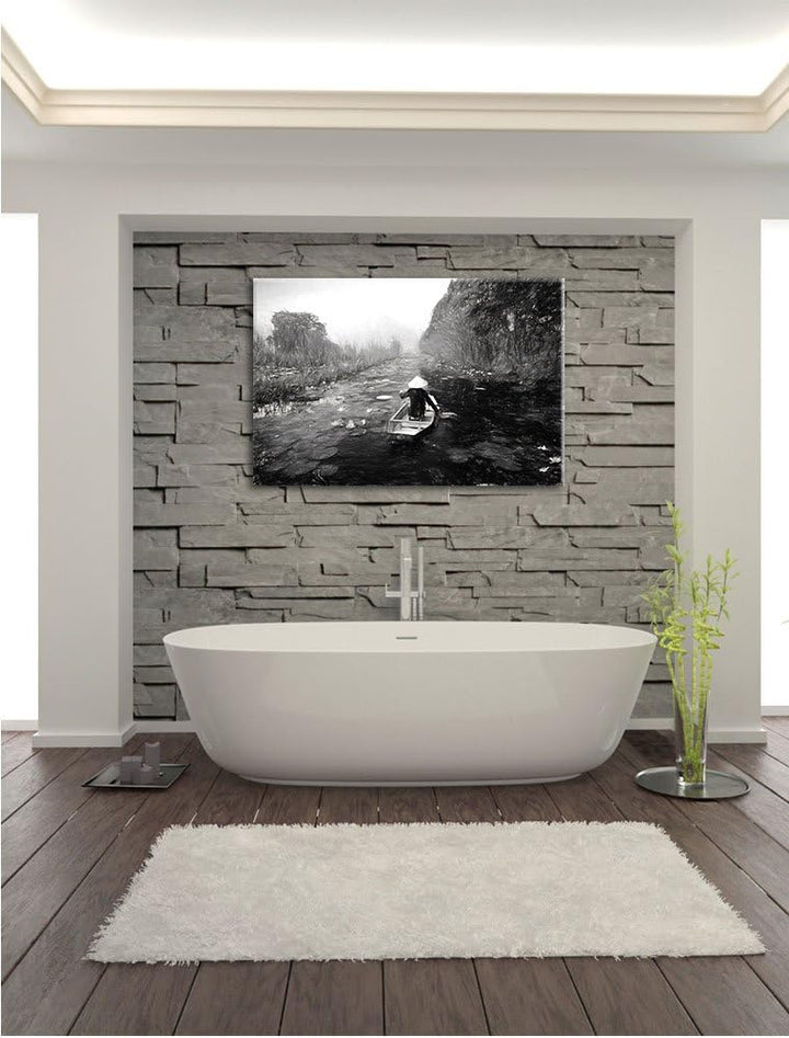 Pixxprint Yen-Stream Vietnam als Leinwandbild/Grösse: 100x70 / Wandbild/Kunstdruck/fertig bespannt,