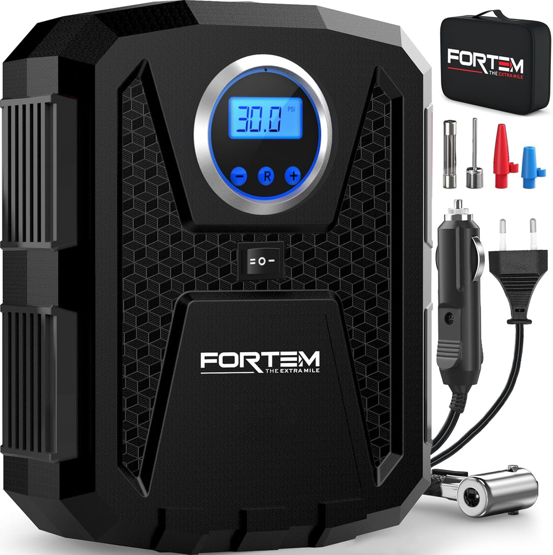 Fortem Tragbarer Kompressor Autoreifen, Kompressor Fahrrad, 12V Autoreifen Pumpe und Fahrradpumpe El