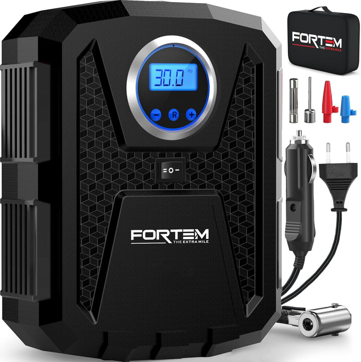 Fortem Tragbarer Kompressor Autoreifen, Kompressor Fahrrad, 12V Autoreifen Pumpe und Fahrradpumpe El