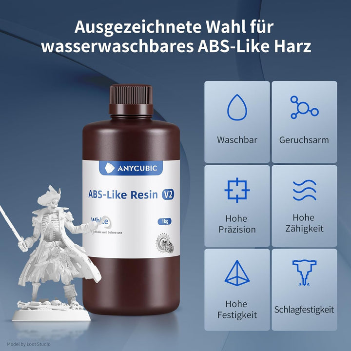 Wasser Waschbares ABS-Like Resin V2, ANYCUBIC 3D Drucker Resin Geruchsarm, Hohe Härte und Haltbarkei