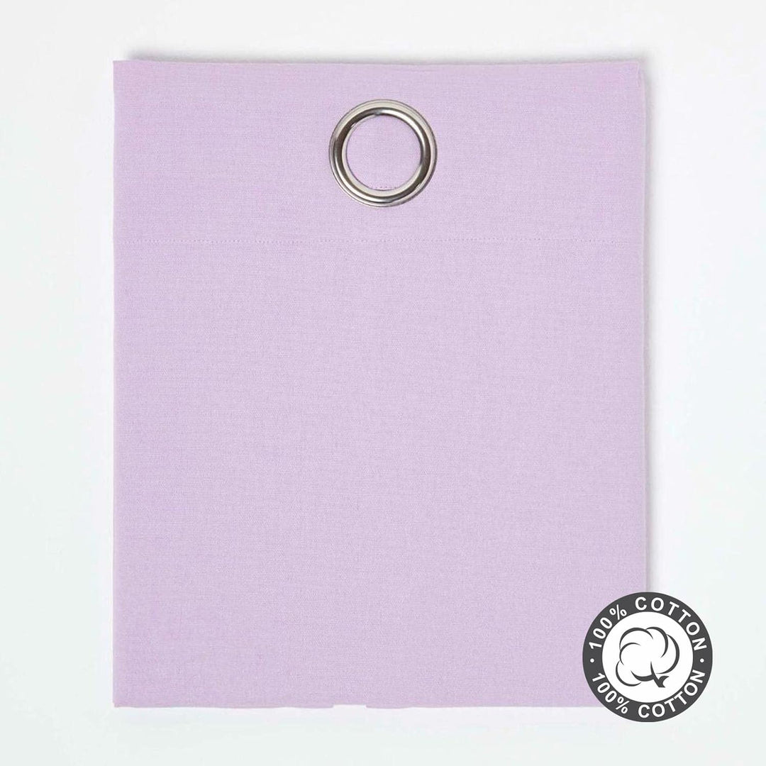 HOMESCAPES 2er Set eifarbige Ösen Gardinen je B137 x L228 cm aus 100% Baumwolle, blickdichte Vorhäng