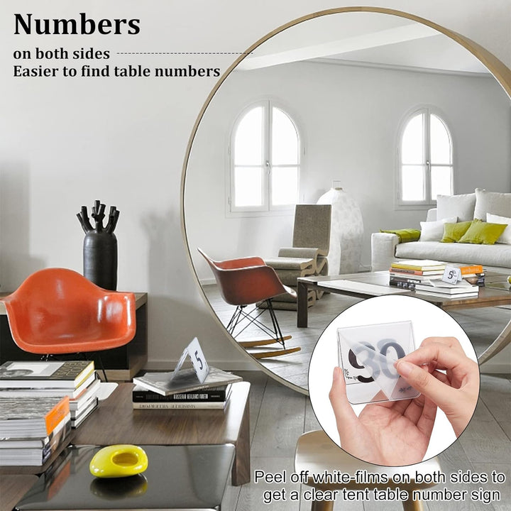 OLYCRAFT 30 Stück Acryl Zelt Tabelle Zahlen 1-30 Doppelseitige Tabelle Zahlen Schilder Nummer Tabell