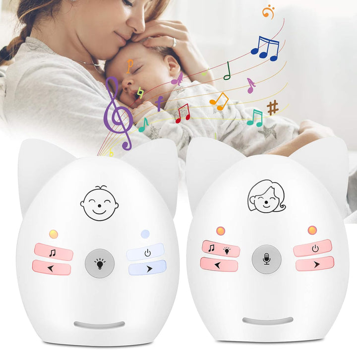 Qcwwy Digitales Babyphone, Babyphone Tragbares Drahtloses Zwei-Wege-Audio-Babyphone mit Nachtlicht f