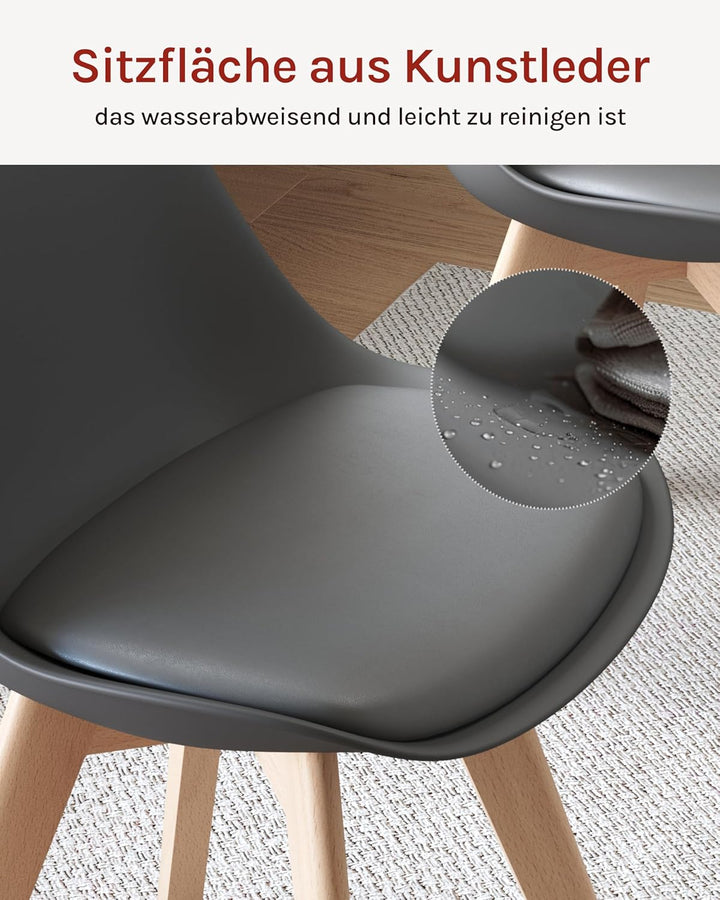 WOLTU® 4er Set Esszimmerstühle Küchenstuhl Design Stuhl Esszimmerstuhl Kunstleder Holz Grau BH29gr-4